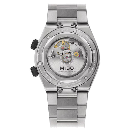 Mido Multifort 8 Two Crowns 38,4 x 40 mm svart automatisk stålklocka M047.507.11.051.00