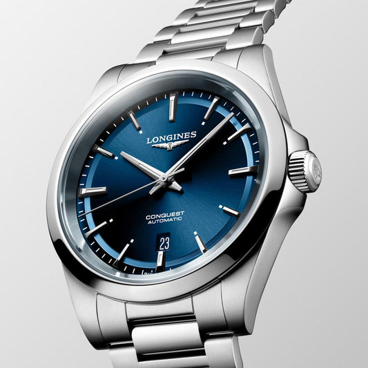 Longines Conquest 2023 41mm blå automatisk stålklocka L3.830.4.92.6
