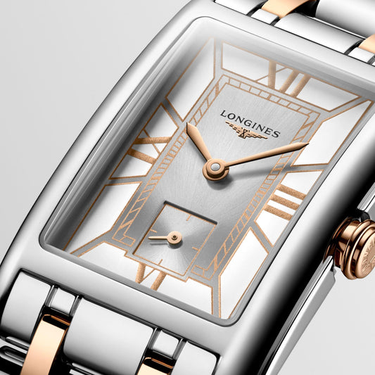 Longines DolceVita klocka 23,30x37,00 mm vitkvarts stål och 18k roséguld L5.512.5.75.7