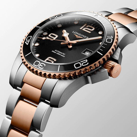 Longines HydroConquest 43mm svart automatisk stålklocka i roséguld med PVD-finish L3.782.3.58.7