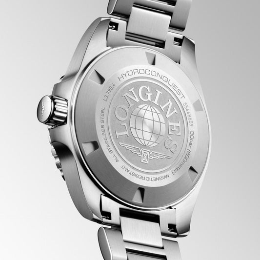 Longines Hydroconquest GMT 41mm svart automatisk stålklocka L3.790.4.56.6