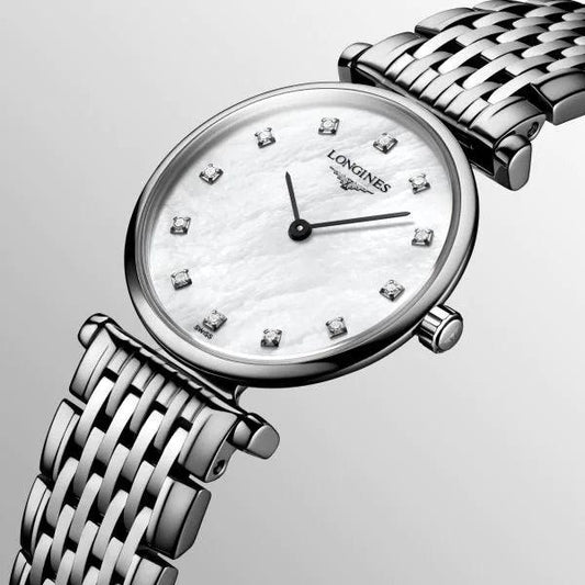 Longines La Grande Classique 24mm pärlemor diamantstål kvartsur L4.209.4.87.6