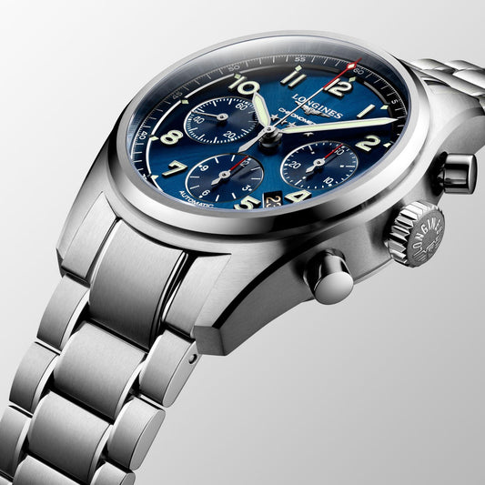 Longines Spirit 42mm blå automatisk stålklocka L3.820.4.93.6