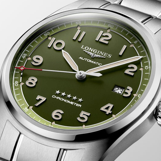 Longines Spirit 42mm Mattgrön Automatisk Stålklocka L3.811.4.03.6