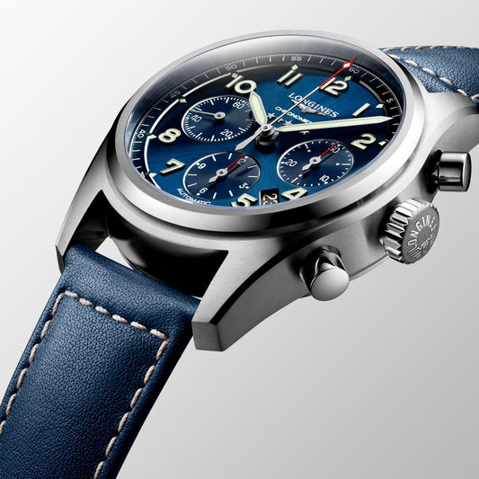 Longines Spirit Chronograph 42mm blå automatisk stålklocka L3.820.4.93.0
