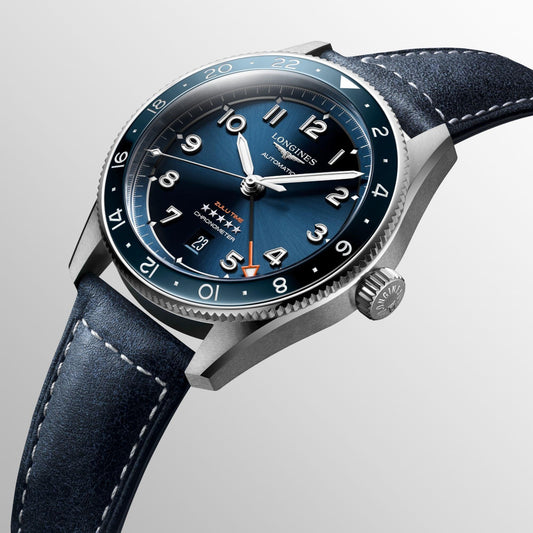 Longines Spirit Zulu Time 42mm blå automatisk stålklocka L3.812.4.93.2