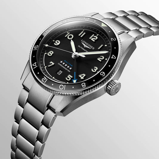 Longines Spirit Zulu Time 42mm svart automatisk stålklocka L3.812.4.53.6