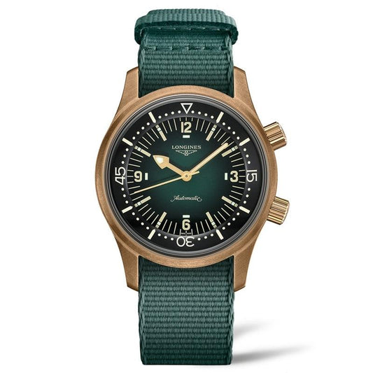 Longines klocka Longines Legend Diver Watch 42mm grön automatisk brons titan L3.774.1.50.2