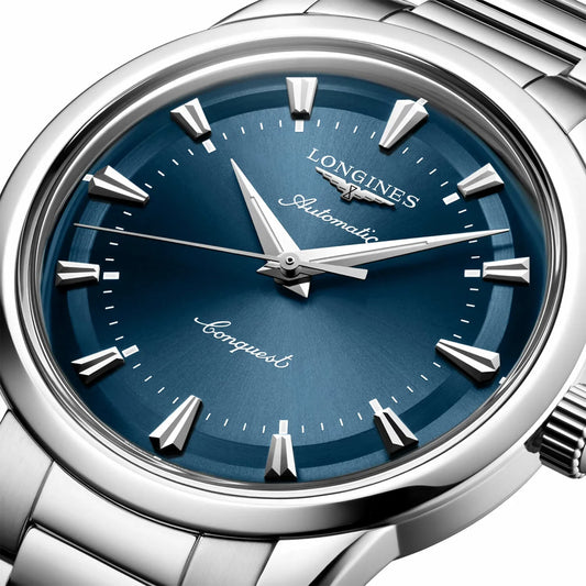 Longines Conquest Heritage 38mm blå automatisk stålklocka L1.649.4.92.6