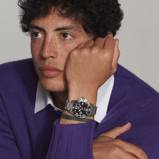 Longines Hydroconquest 39mm svart automatisk stålklocka