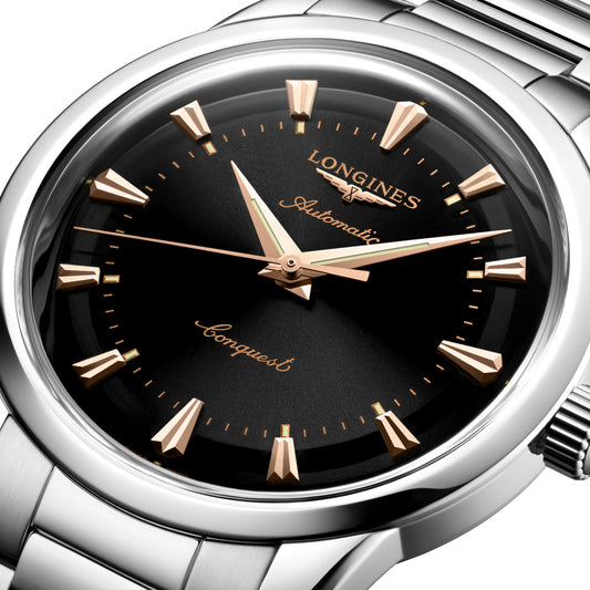Longines Heritage 40mm svart stål automatisk klocka L1.650.4.52.6