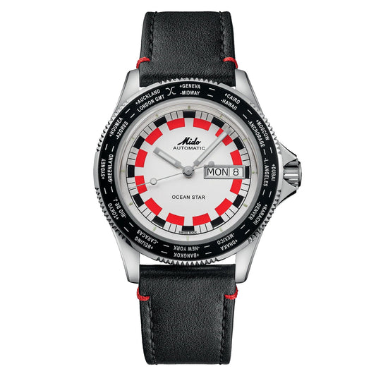 Mido Ocean Star Worldtimer 40 mm silverfärgad automatisk stålklocka M026.830.16.030.00