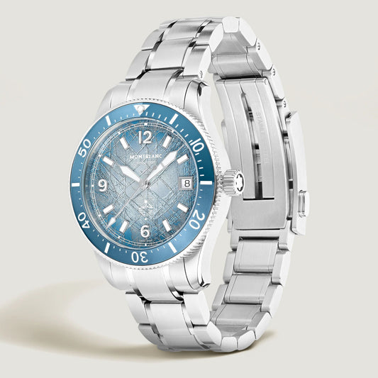 Montblanc Iced Sea Automatic Date 0 Oxygen 38mm Blå Automatisk Stålklocka 134022