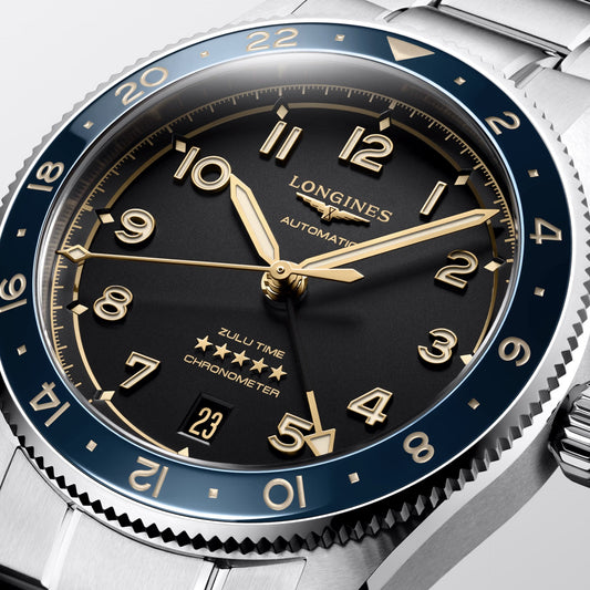 Longines Spirit Zulu Time 39mm Antracit Automatisk Stålklocka L3.802.4.60.6
