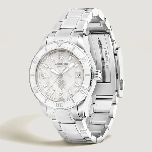 Montblanc Iced Sea Automatic Date 0 Oxygen 38mm Vit automatisk stålklocka 134024