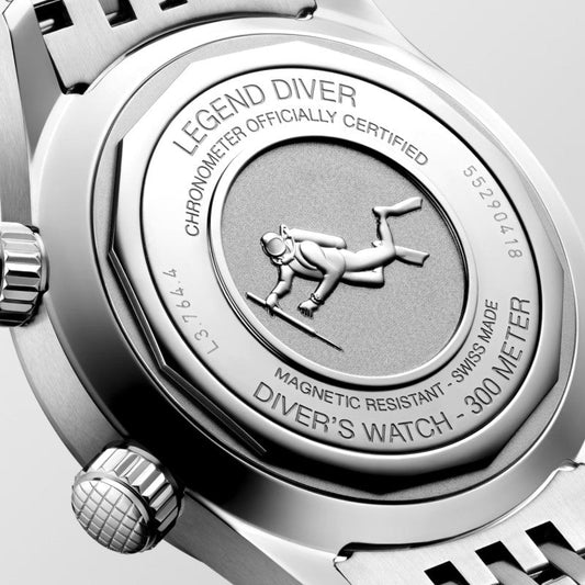 Longines Legend Diver 38mm vit automatisk stålklocka L3.764.4.99.6