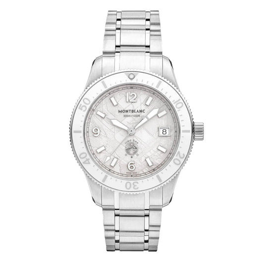 Montblanc Iced Sea Automatic Date 0 Oxygen 38mm Vit automatisk stålklocka 134024