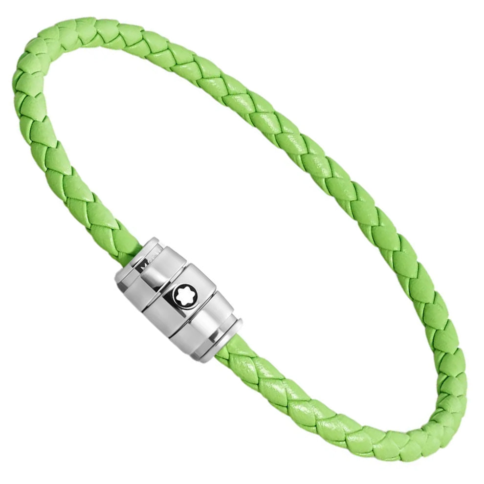 Montblanc Meisterstück Lime 3-ringigt stål- och läderarmband storlek L 13429268