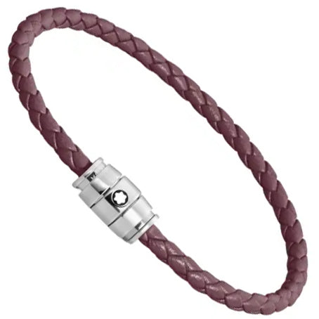 Montblanc Meisterstück Cassis 3-Ring stål- och läderarmband Storlek L 13431368