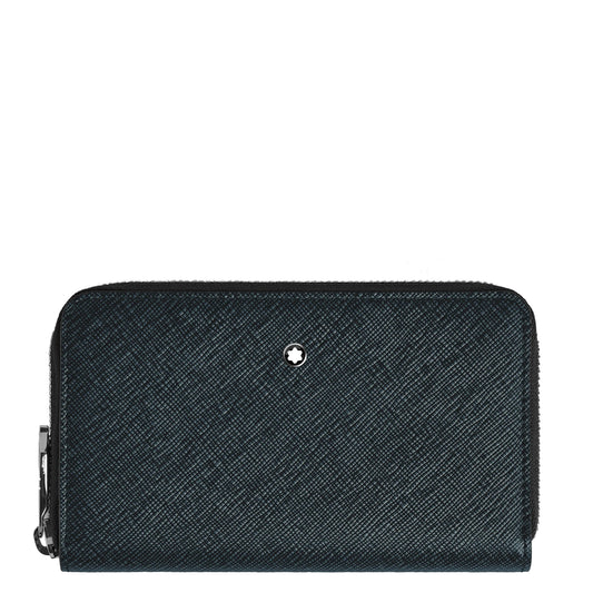 Montblanc Sartorial Tweed Medium Zip Around Plånbok 12cc Blå 220362