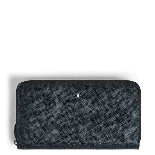 Montblanc Sartorial tweedblå 12cc plånbok med dragkedja 220365