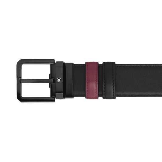 Montblanc Vändbart Bälte 35mm Svart/Cassis Läder 199651