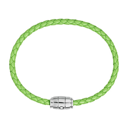 Montblanc Meisterstück Lime 3-ringigt stål- och läderarmband storlek L 13429268