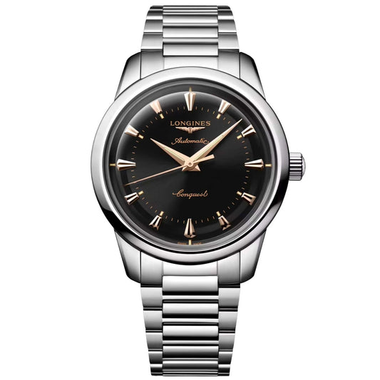 Longines Heritage 40mm svart stål automatisk klocka L1.650.4.52.6