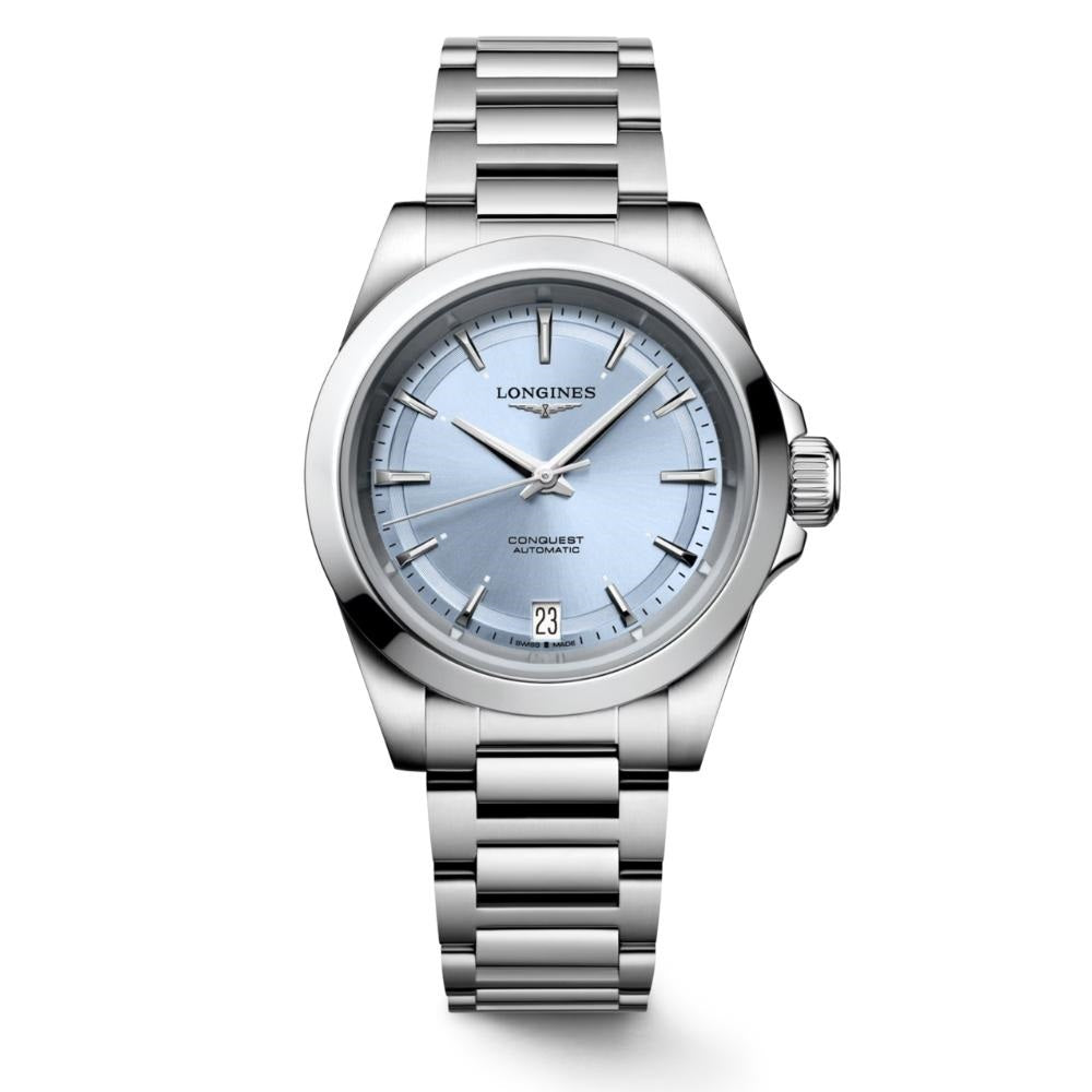 Longines orologio Conquest 34mm azzurro automatico acciaio L3.430.4.92.6