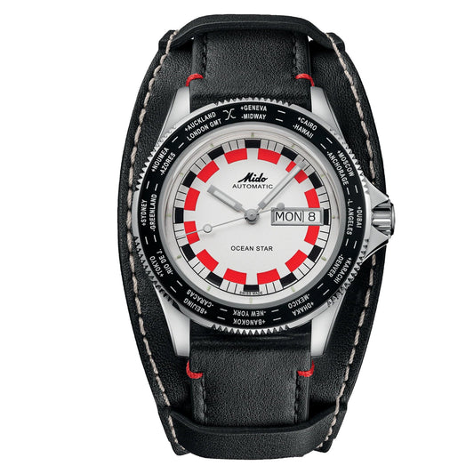 Mido Ocean Star Worldtimer 40 mm silverfärgad automatisk stålklocka M026.830.16.030.00