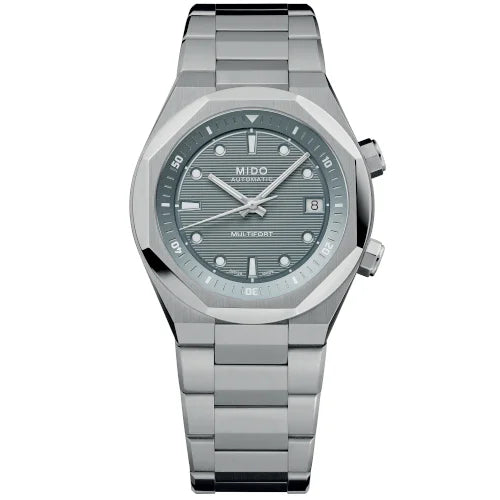 Mido Multifort 8 Two Crowns 38,4 x 40 mm grå automatisk stålklocka M047.507.11.081.00