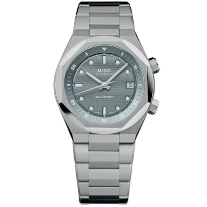 Mido Multifort 8 Two Crowns 38,4 x 40 mm grå automatisk stålklocka M047.507.11.081.00