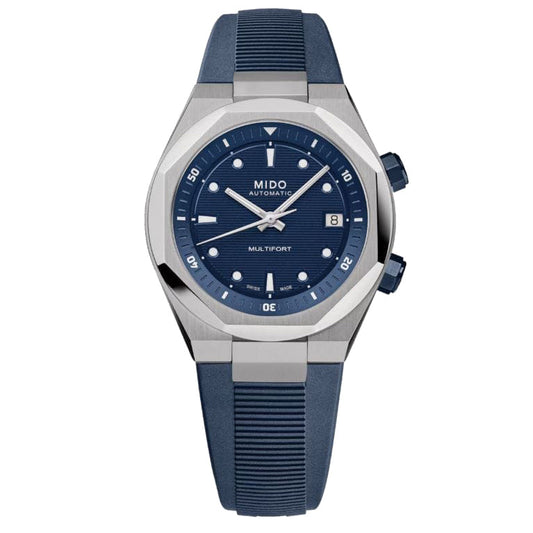 Mido Multifort 8 Two Crowns 38,4x40 mm blå automatisk stålklocka M047.507.17.041.00