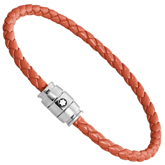 Montblanc Meisterstück Cayenne 3-ringigt stål- och läderarmband storlek M 13429163