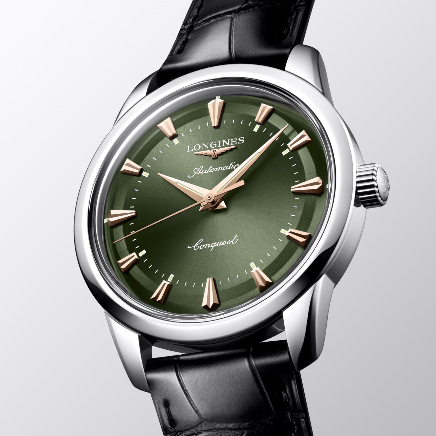 Longines orologio Conquest Heritage 40mm verde automatico acciaio L1.650.4.02.2
