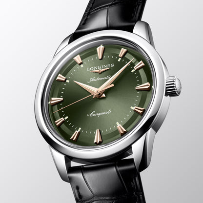Longines orologio Conquest Heritage 40mm verde automatico acciaio L1.650.4.02.2