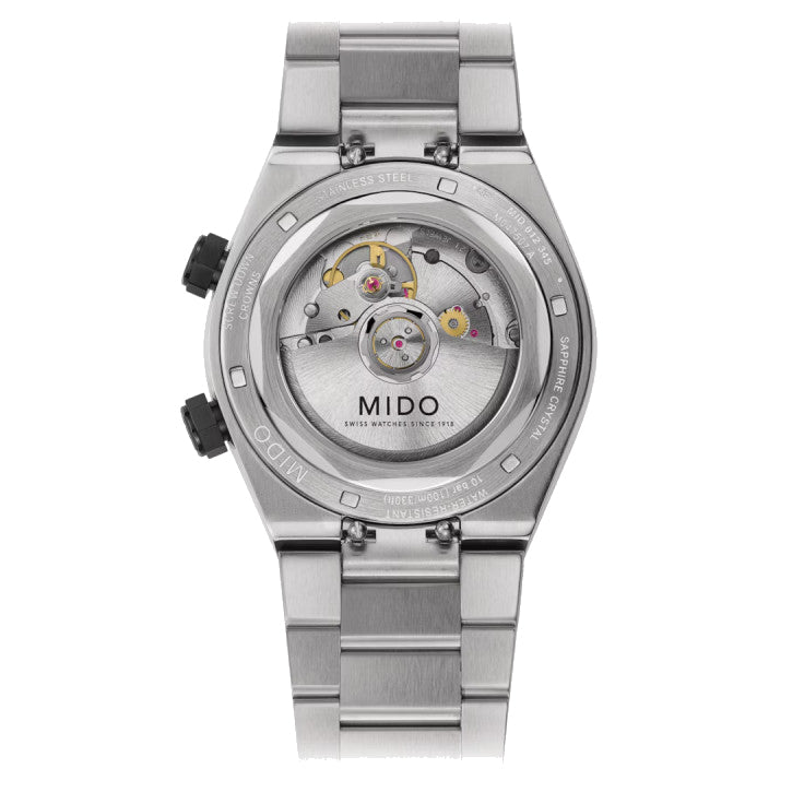 Mido Multifort 8 Two Crowns 38,4 x 40 mm svart automatisk stålklocka M047.507.11.051.00
