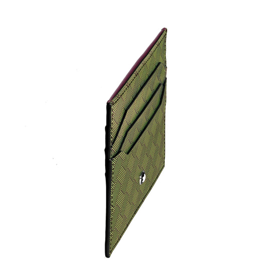 Montblanc porta carte extreme 3.0 multi lime con scomparti in pelle verde oliva con rifiniture bordeaux e cuciture nere