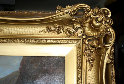 Ornate cornice dorata con design floreale e arabeschi per joseph paul pettitt e george young the mussel gatherers south coast gatherers