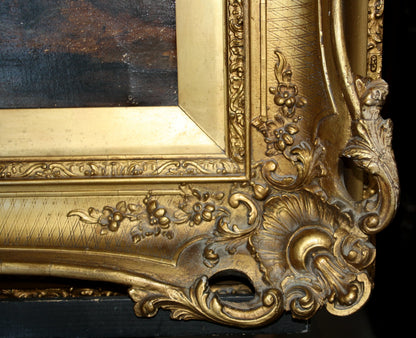 Cornice dorata ornamentale con decorazioni floreali e arabeschi per joseph paul pettitt e george young the mussel gatherers south coast gatherers