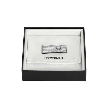 Fermasoldi montblanc in argento con incisione di mongolfiera e nuvole ispirato a around the world in 80 days