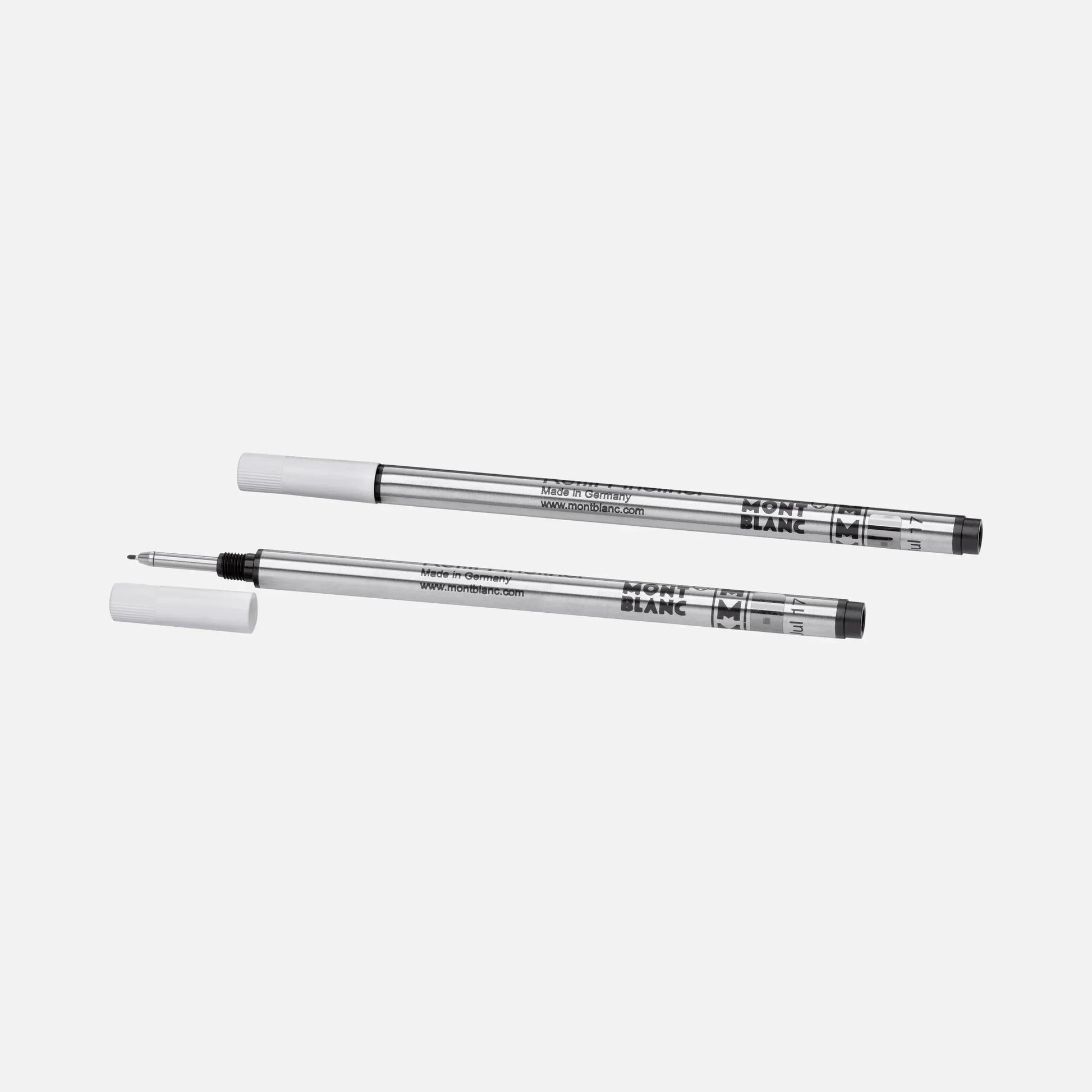 Ricariche per penna a sfera montblanc m 31 silver con cappucci bianchi e punta mystery black nero 128246