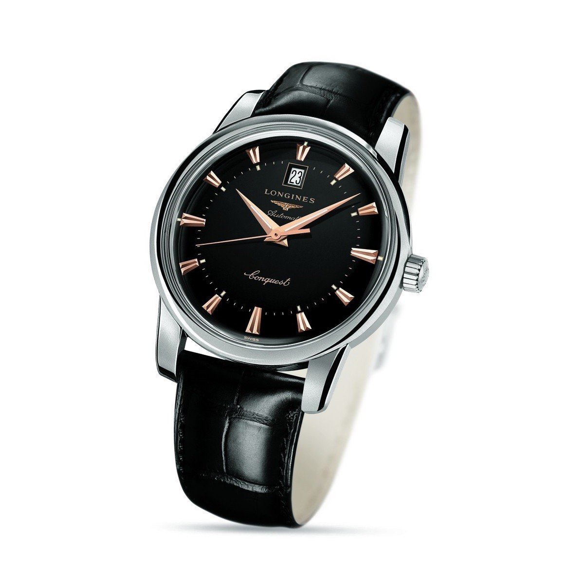 Longines Conquest Heritage 40mm svart automatisk stålklocka L1.645.4.52.4