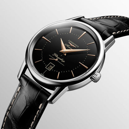 Longines orologio Flagship Heritage 38,5mm nero automatico acciaio L4.795.4.58.0