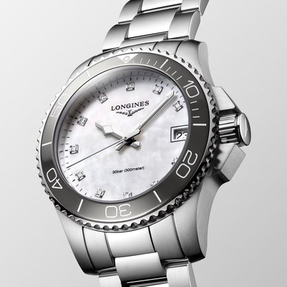 Longines orologio Hydroconquest 32mm madreperla diamanti quarzo acciaio