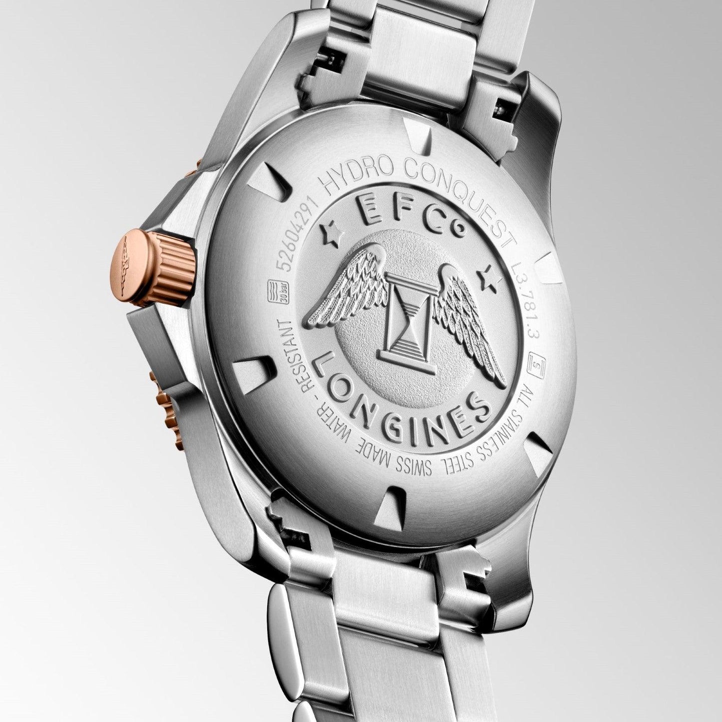 Longines orologio HydroConquest 41mm blu automatico acciaio finiture PVD oro rosa L3.781.3.98.7