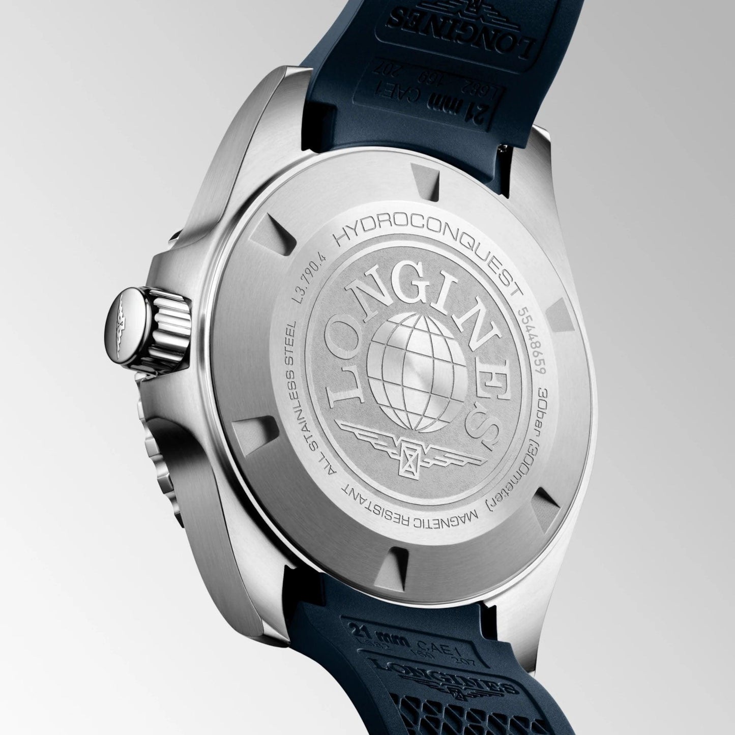 Longines Hydroconquest GMT 41mm blå automatisk stålklocka L3.790.4.96.9