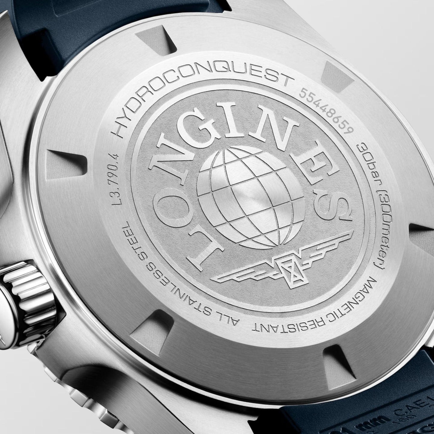 Longines Hydroconquest GMT 41mm blå automatisk stålklocka L3.790.4.96.9