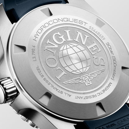Longines Hydroconquest GMT 41mm blå automatisk stålklocka L3.790.4.96.9