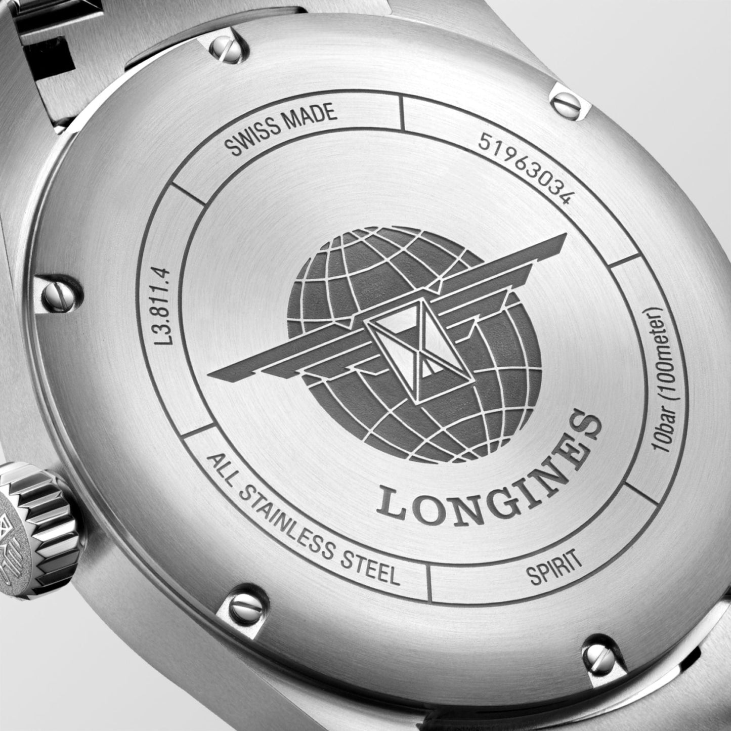 Longines Spirit 42mm Silver Automatic Steel Watch L3.811.4.73.6